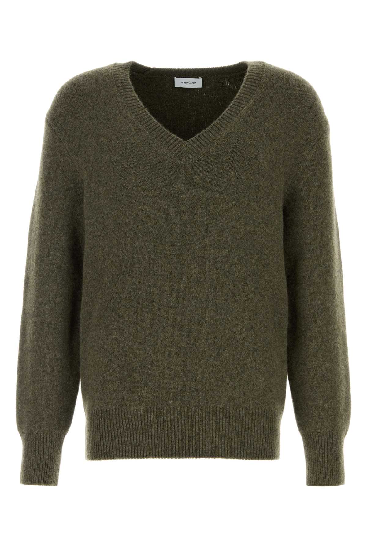 Salvatore Ferragamo Men Dark Green Cashmere Sweater by Luosophy