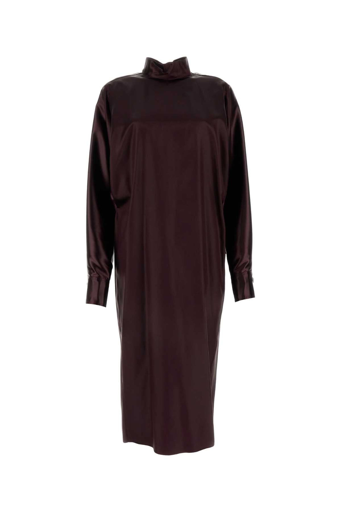 Salvatore Ferragamo Women Burgundy Satin Dress by Luosophy