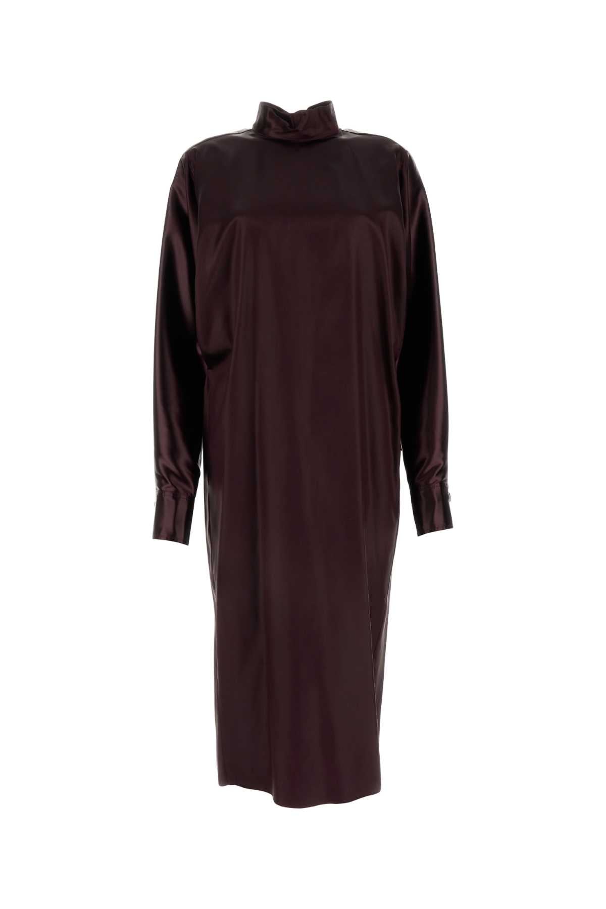 Salvatore Ferragamo Women Burgundy Satin Dress by Luosophy