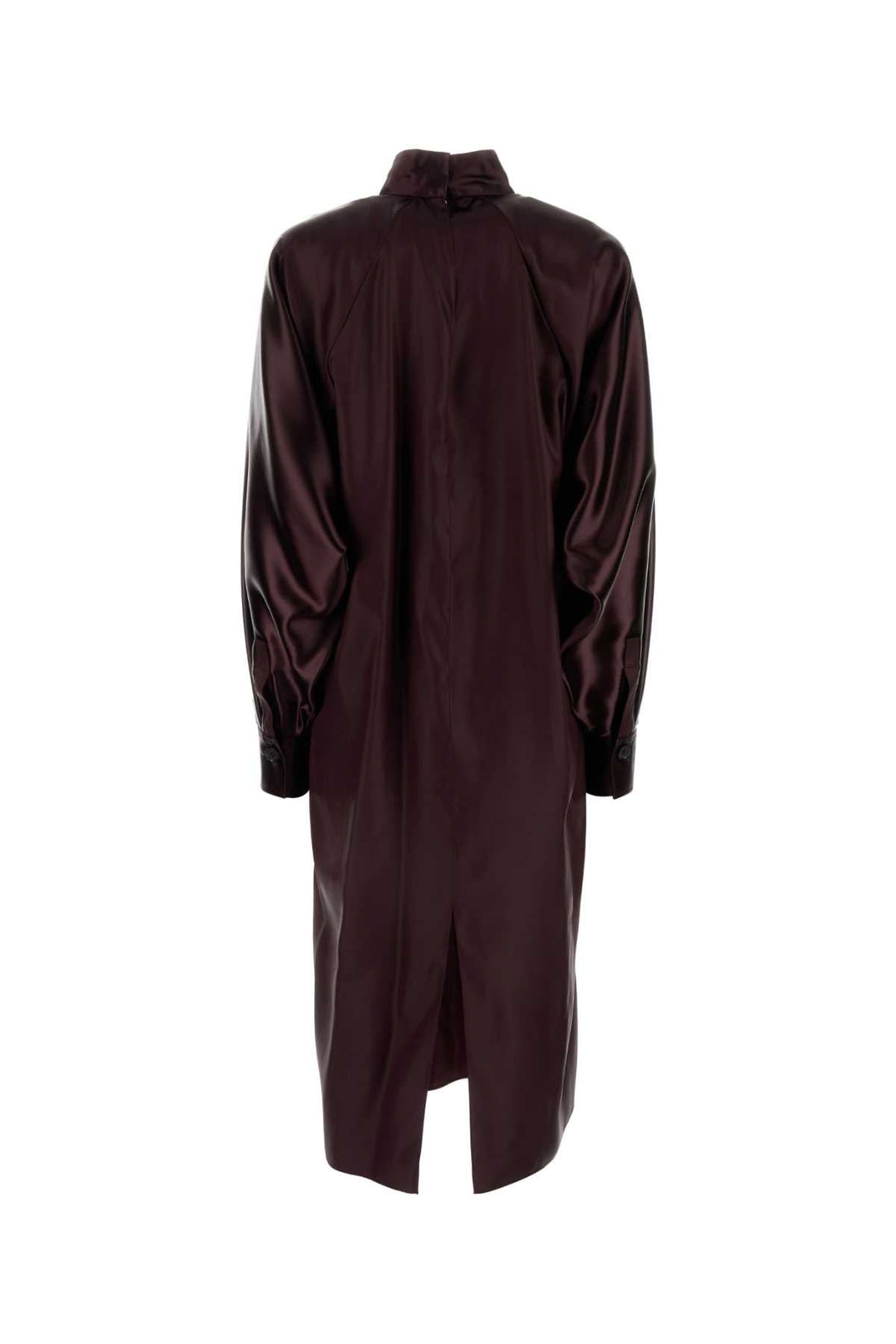 Salvatore Ferragamo Women Burgundy Satin Dress by Luosophy