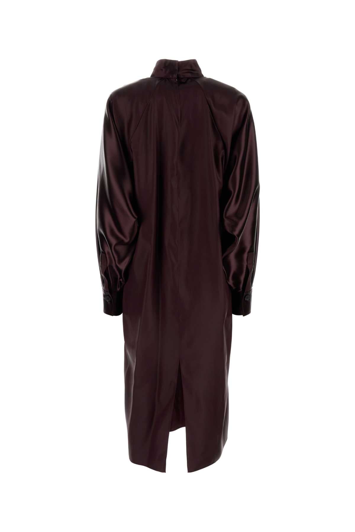 Salvatore Ferragamo Women Burgundy Satin Dress by Luosophy