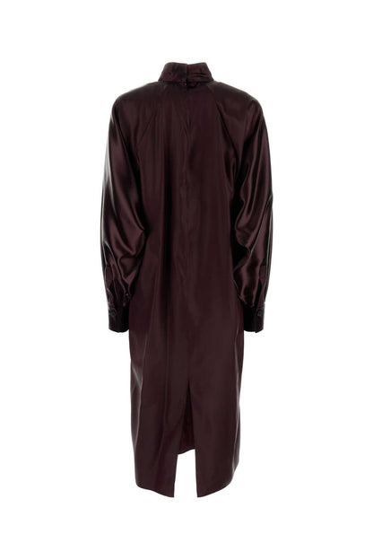 Salvatore Ferragamo Women Burgundy Satin Dress by Luosophy