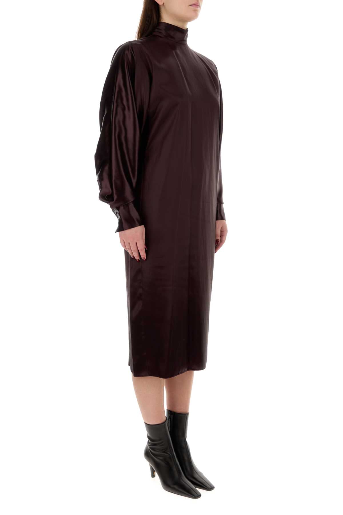 Salvatore Ferragamo Women Burgundy Satin Dress by Luosophy