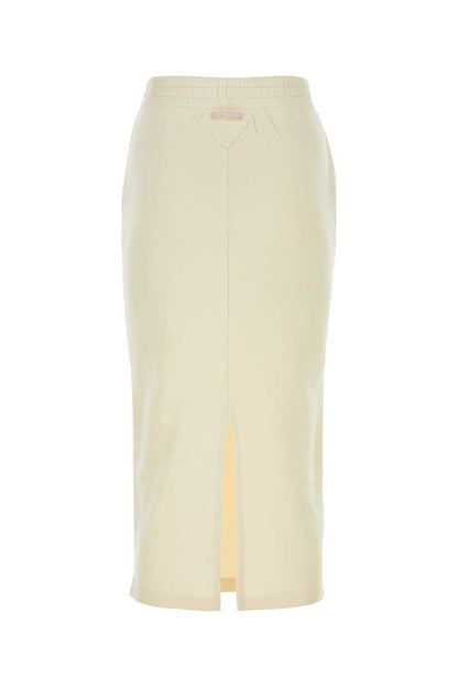 Prada Women Cream Cotton Skirt by Luosophy