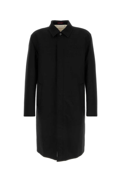 Gucci Men Black Wool Coat by Luosophy