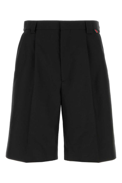 Gucci Men Black Twill Bermuda Shorts by Luosophy