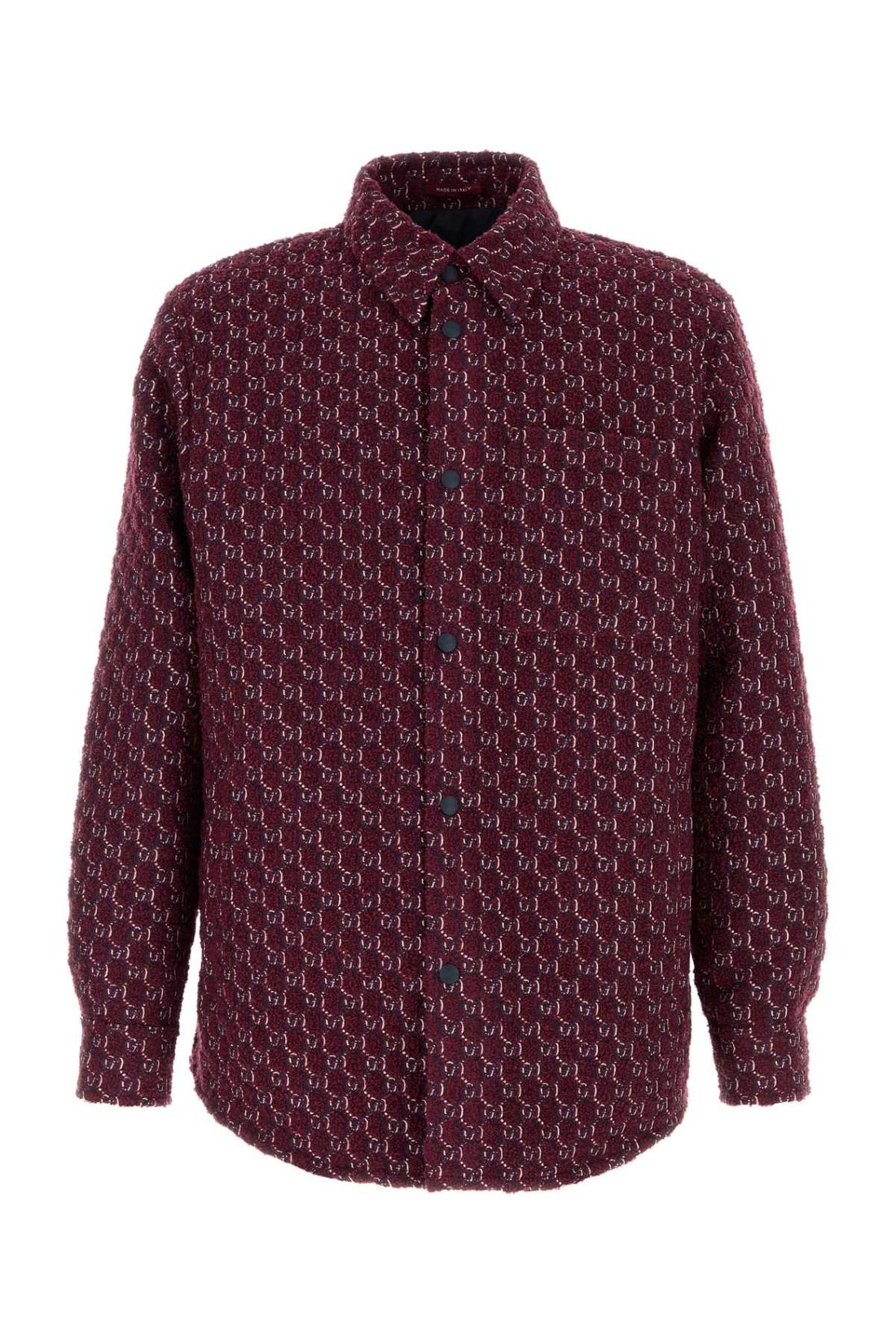 Gucci Men Burgundy Boucle Padded Shirt by Luosophy
