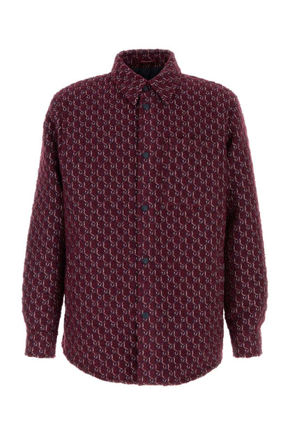 Gucci Men Burgundy Boucle Padded Shirt by Luosophy