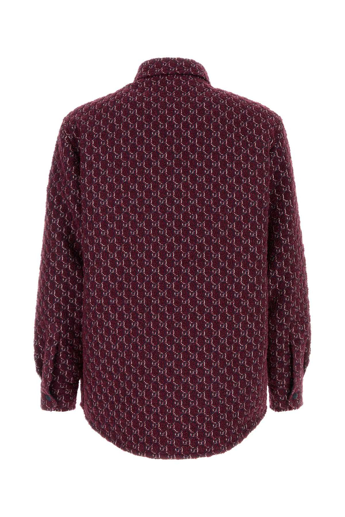 Gucci Men Burgundy Boucle Padded Shirt by Luosophy