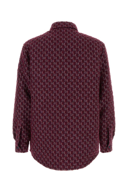 Gucci Men Burgundy Boucle Padded Shirt by Luosophy