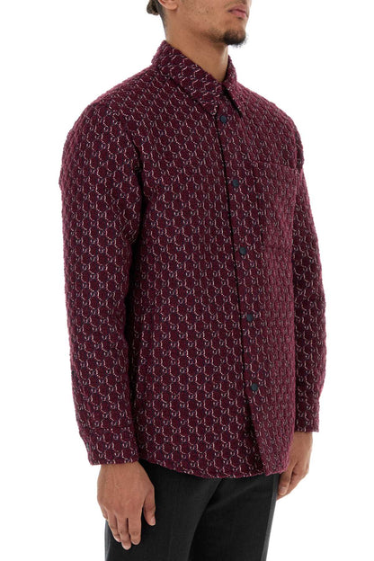 Gucci Men Burgundy Boucle Padded Shirt by Luosophy