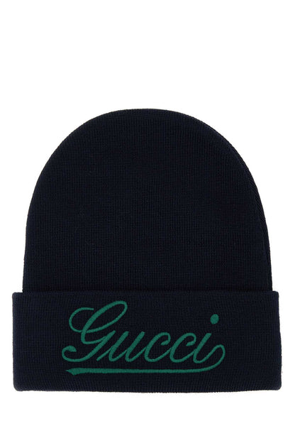 Gucci Men Dark Blue Wool Beanie Hat by Luosophy