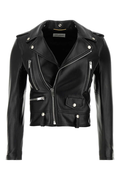 Saint Laurent Women Black Nappa Leather Jacket