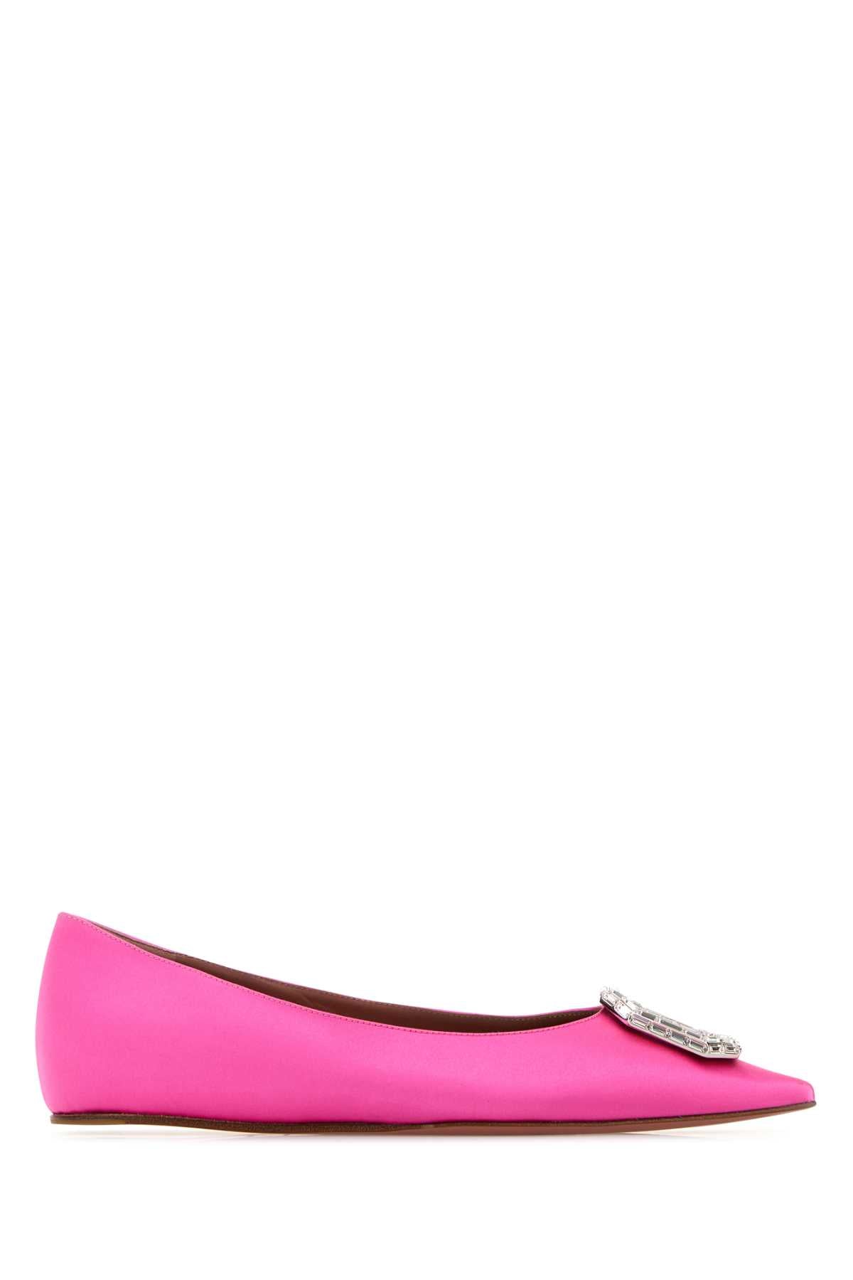 Amina Muaddi Women Fuchsia Satin Camelia Ballerinas by Luosophy