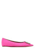 Amina Muaddi Women Fuchsia Satin Camelia Ballerinas by Luosophy