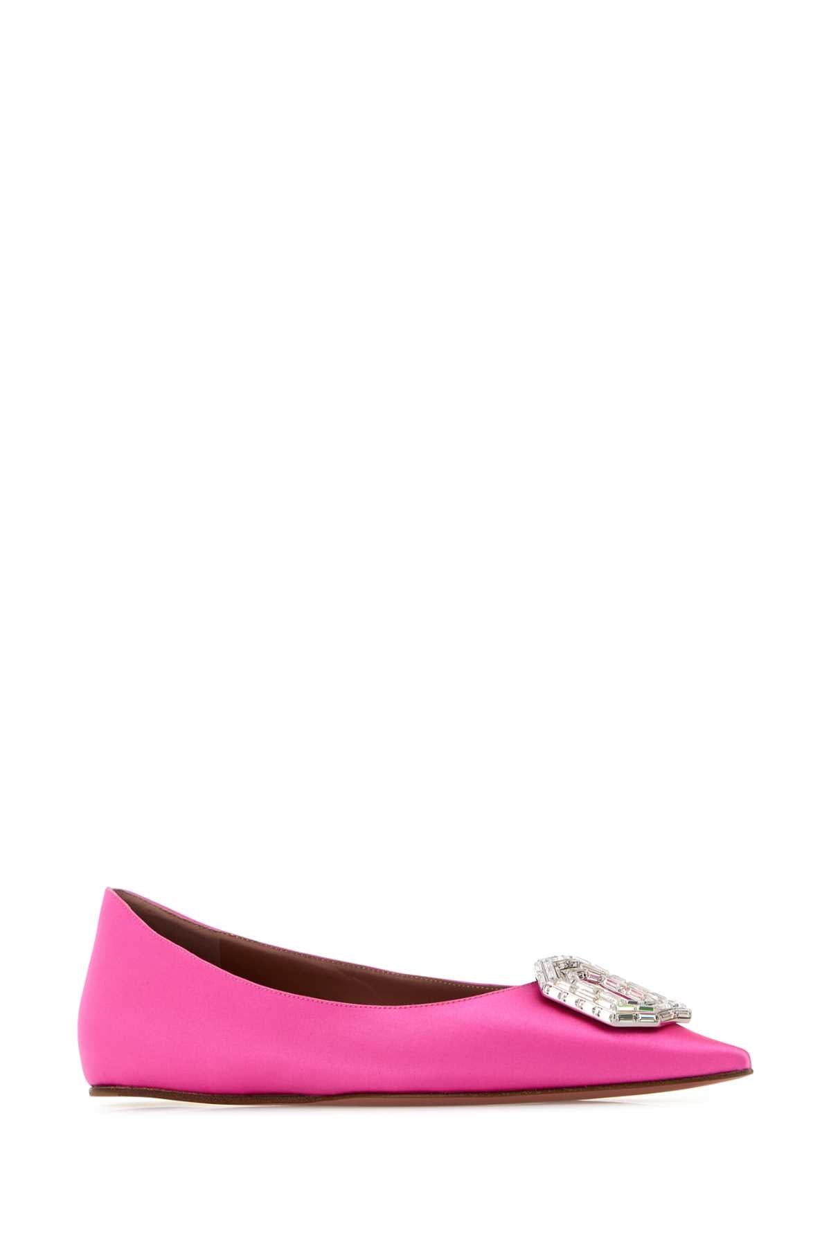 Amina Muaddi Women Fuchsia Satin Camelia Ballerinas by Luosophy