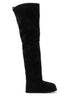 Amina Muaddi Women Black Suede Heidi Over-The-Knee Boots by Luosophy