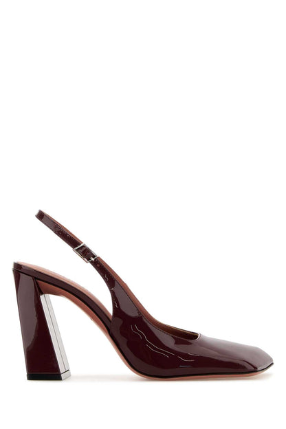 Amina Muaddi Women Grape Leather Charlotte Pumps by Luosophy