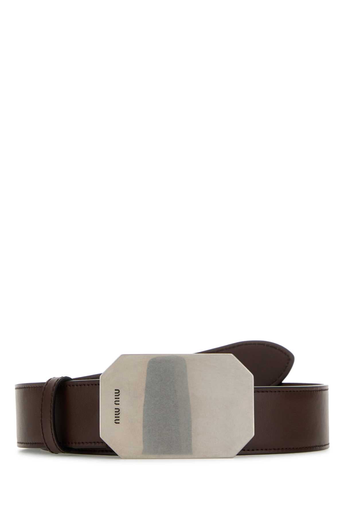 Miu Miu Women Chocolate Leather Belt by Luosophy