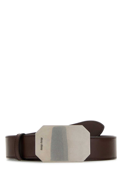 Miu Miu Women Chocolate Leather Belt by Luosophy