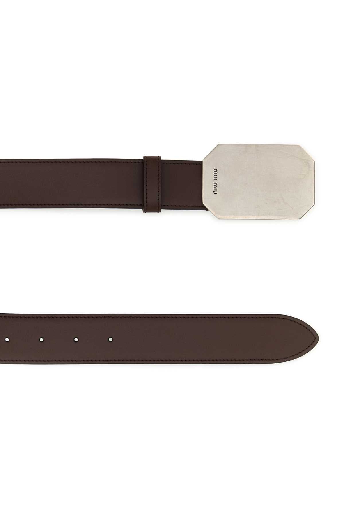 Miu Miu Women Chocolate Leather Belt by Luosophy