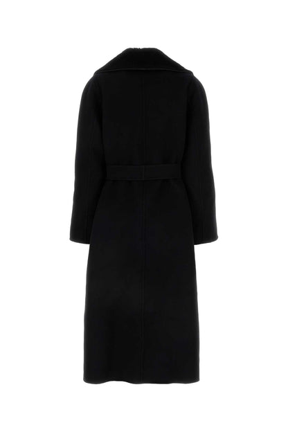 Fendi Women Black Wool Blend Coat by Luosophy