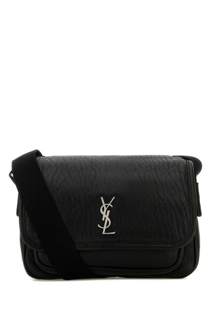 Saint Laurent Men Black Leather Small Messenger Crossbody Bag by Luosophy
