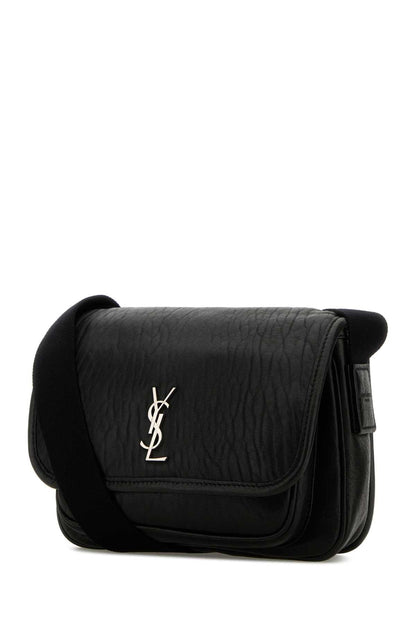 Saint Laurent Men Black Leather Small Messenger Crossbody Bag by Luosophy