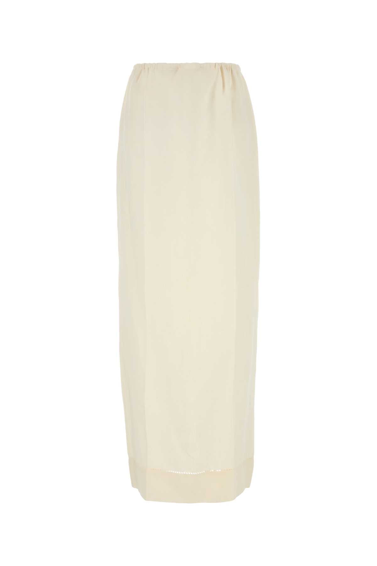 Prada Women Ivory Linen Skirt by Luosophy