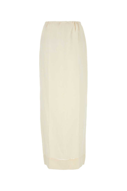 Prada Women Ivory Linen Skirt by Luosophy