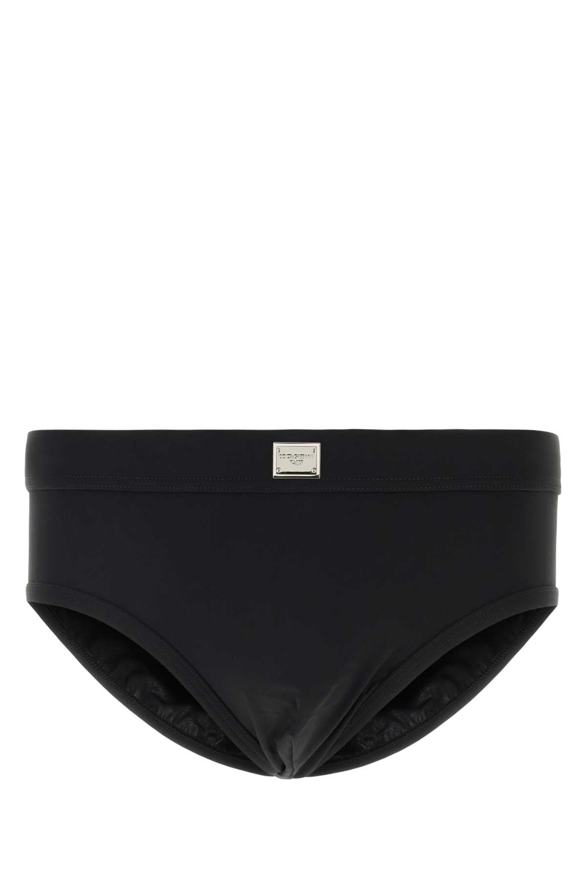 Dolce &amp; Gabbana Men Black Stretch Nylon Swimming Brief