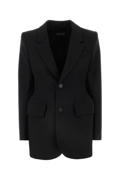 Balenciaga Women Black Wool Blazer by Luosophy