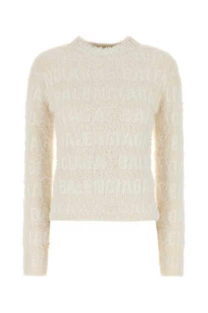 Balenciaga Women Ivory Wool Blend Sweater by Luosophy