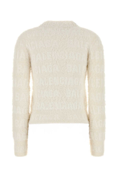 Balenciaga Women Ivory Wool Blend Sweater by Luosophy