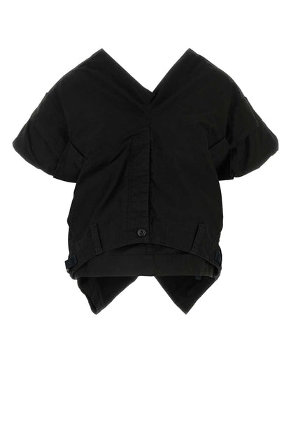 Balenciaga Women Black Cotton Blend Top by Luosophy