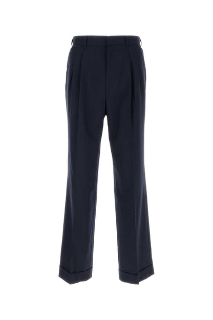 Casablanca Men Navy Blue Wool Pant by Luosophy