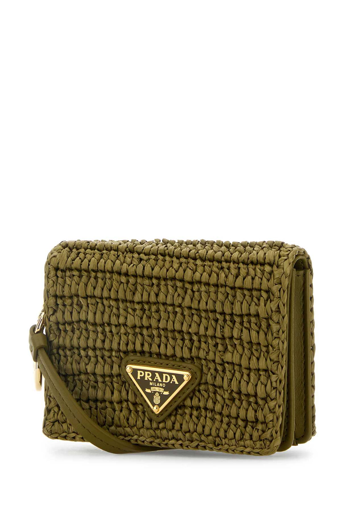 Prada Women Olive Green Raffia Card Holder by Luosophy