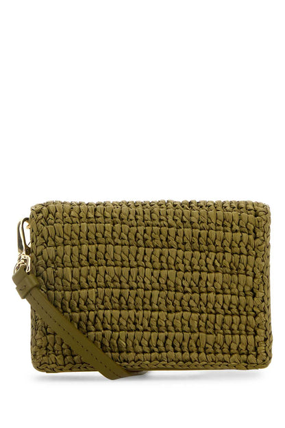 Prada Women Olive Green Raffia Card Holder by Luosophy