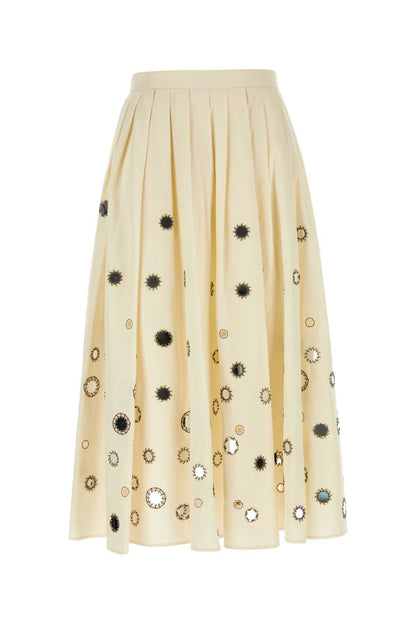 Prada Women Cream Cotton Skirt by Luosophy