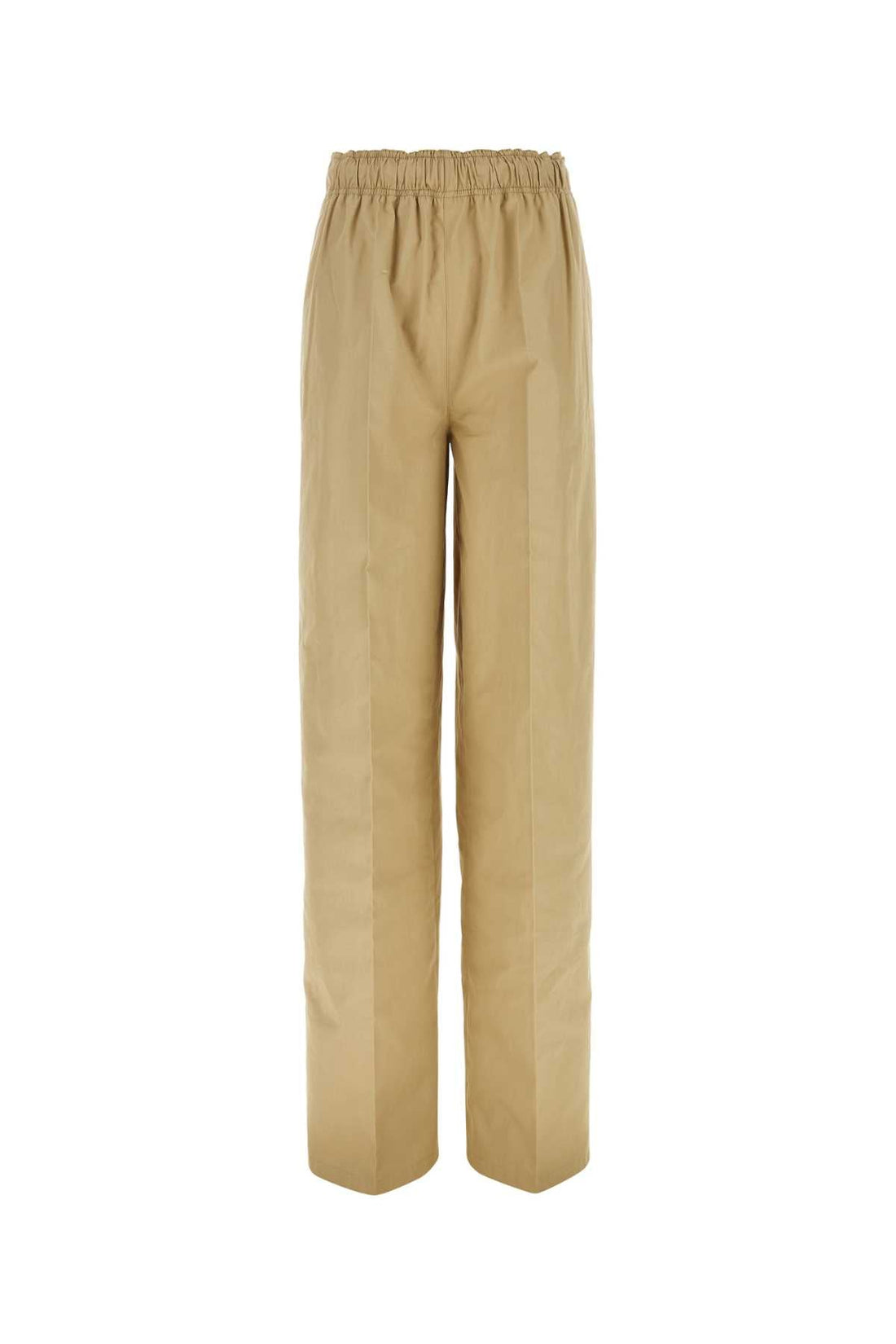Prada Women Beige Cotton Wide-Leg Pant