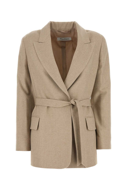 Max Mara Women Cappuccino Wool Blend Randers Blazer by Luosophy