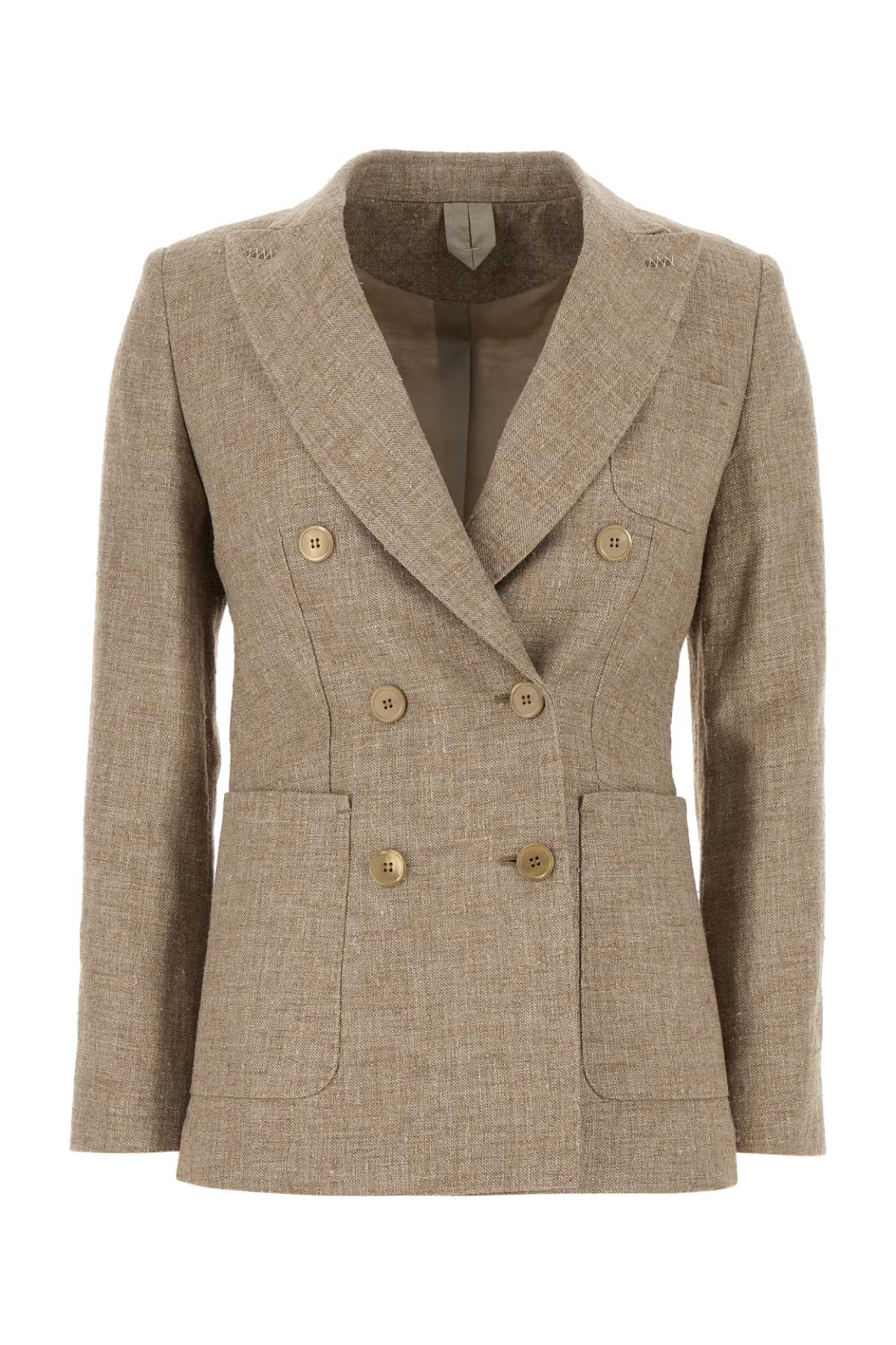 Max Mara Women Cappuccino Linen Blend Targa Blazer by Luosophy