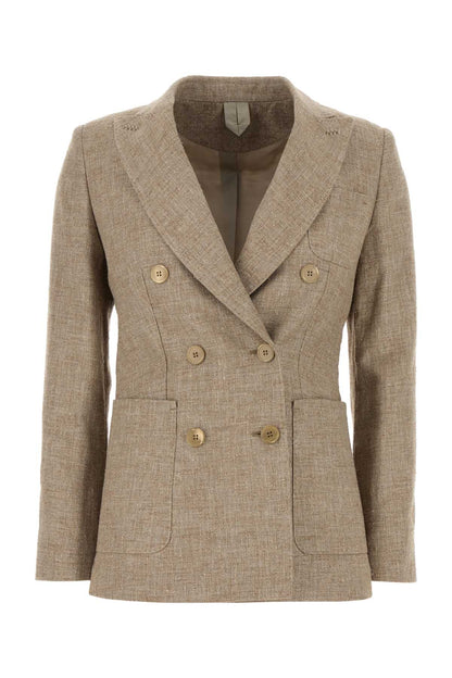 Max Mara Women Cappuccino Linen Blend Targa Blazer by Luosophy