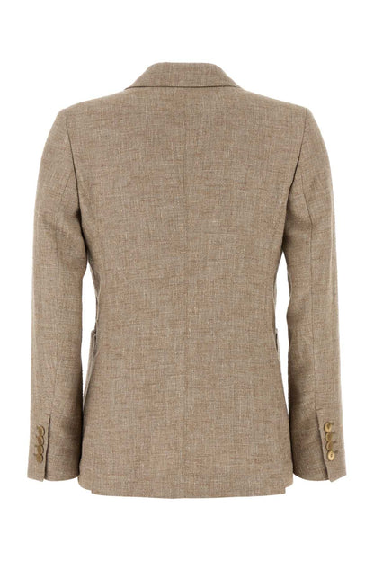 Max Mara Women Cappuccino Linen Blend Targa Blazer by Luosophy