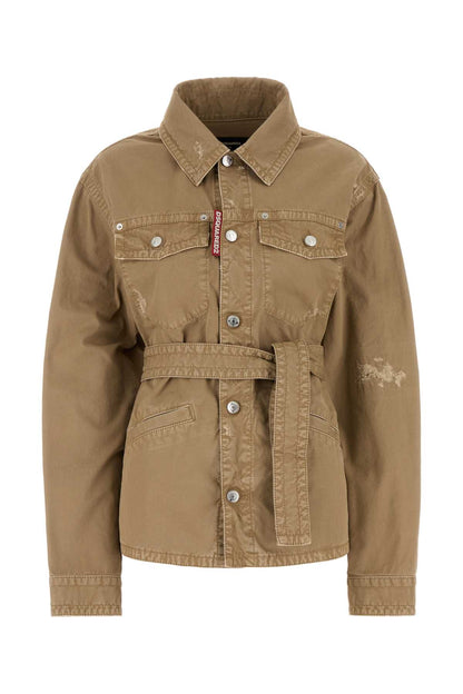 Dsquared Women Beige Cotton Jacket by Luosophy
