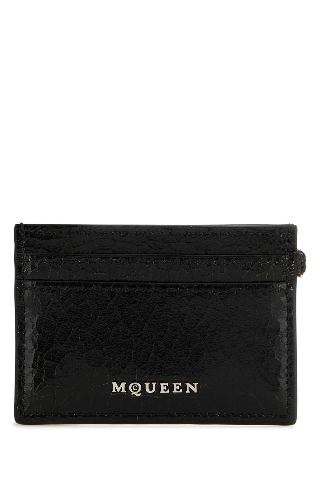 Alexander Mcqueen Men Black Leather Card Holder by Luosophy