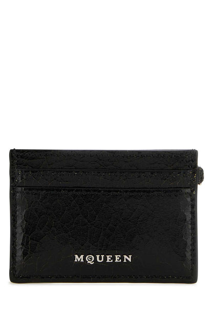 Alexander Mcqueen Men Black Leather Card Holder by Luosophy