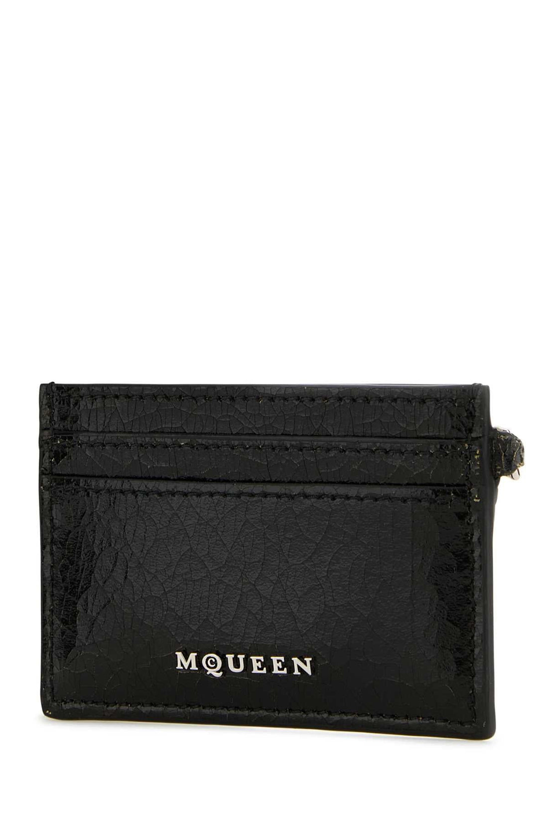 Alexander Mcqueen Men Black Leather Card Holder by Luosophy