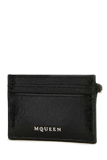Alexander Mcqueen Men Black Leather Card Holder by Luosophy