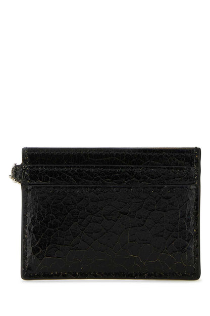 Alexander Mcqueen Men Black Leather Card Holder by Luosophy